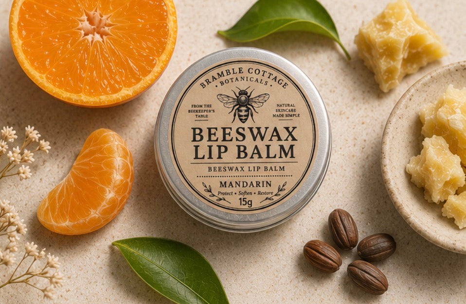 Beeswax Mandarin Lip Balm – Natural Moisturising Lip Care | Bramble Cottage Botanicals