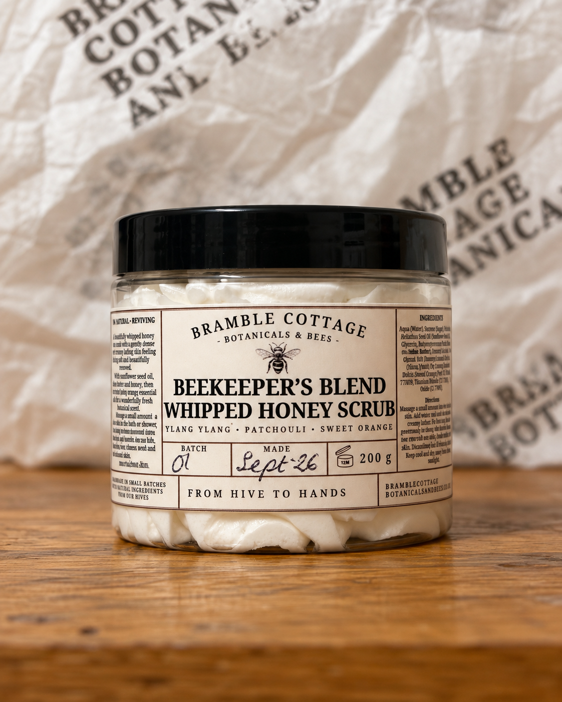 Beekeeper’s Blend honey whipped sugar scrub by Bramble Cottage Botanicals & Bees