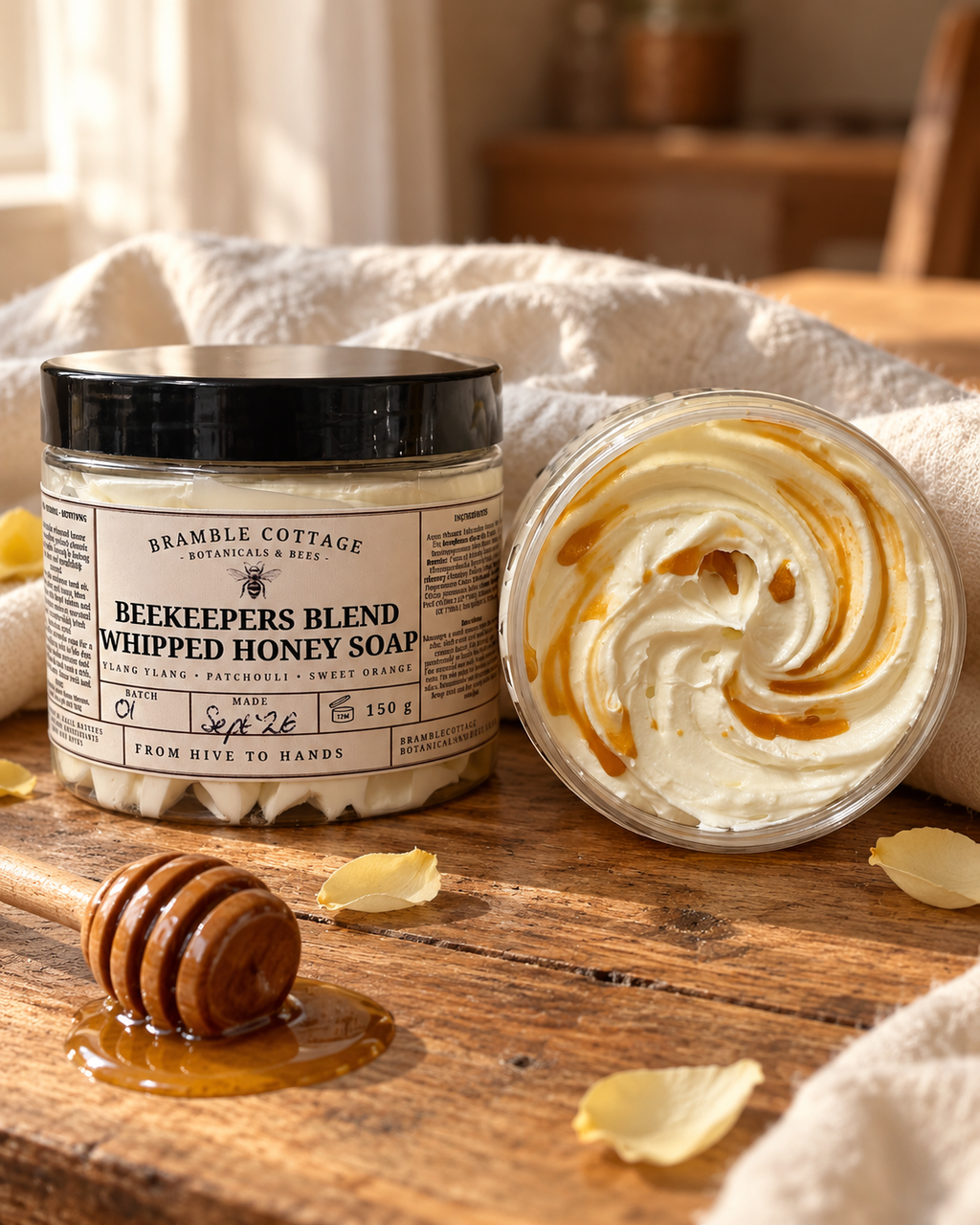 Beekeeper’s Blend whipped soap by Bramble Cottage Botanicals & Bees