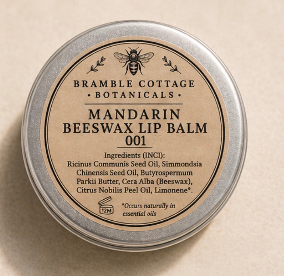 Beeswax Mandarin Lip Balm – Natural Moisturising Lip Care | Bramble Cottage Botanicals