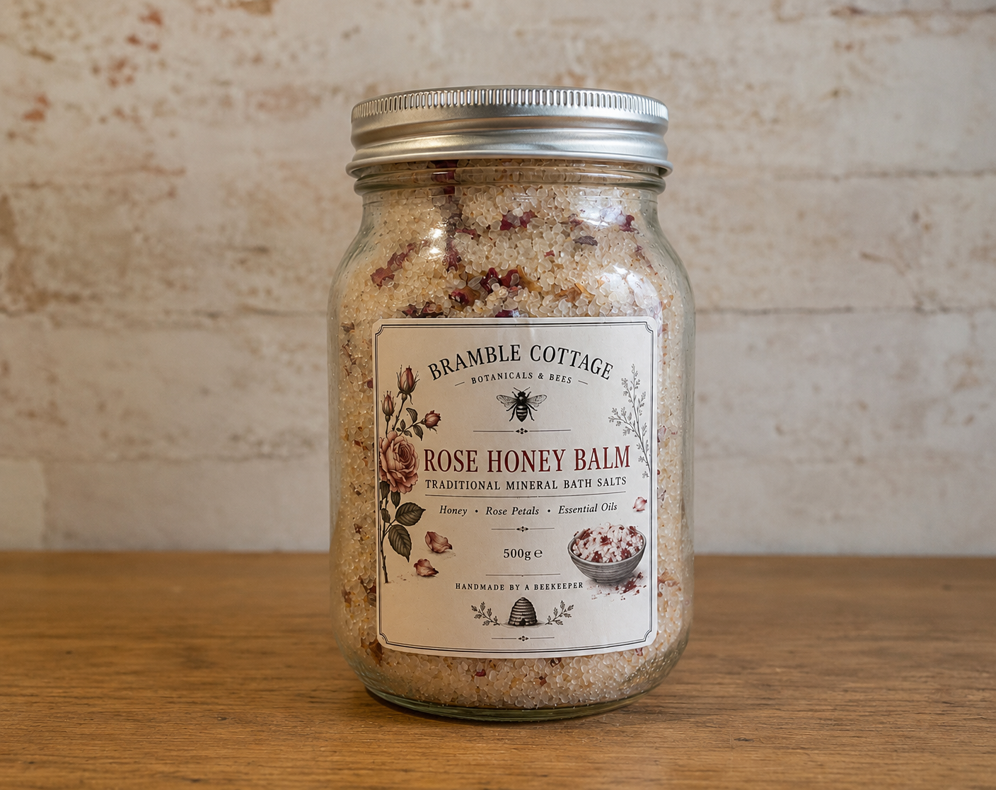 Bee Beautiful Rose Honey Balm Mineral Bath Soak