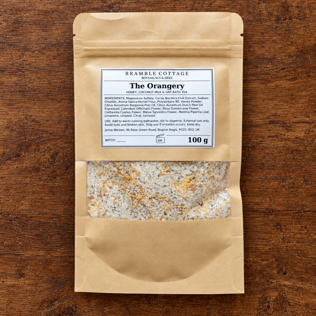 The Orangery honey, coconut milk and oat bath tea — 100g pouch