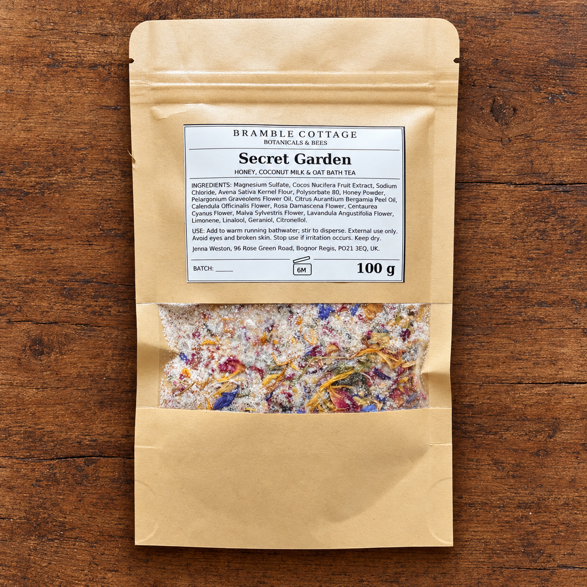 Secret Garden honey, coconut milk and oat bath tea — 100g pouch