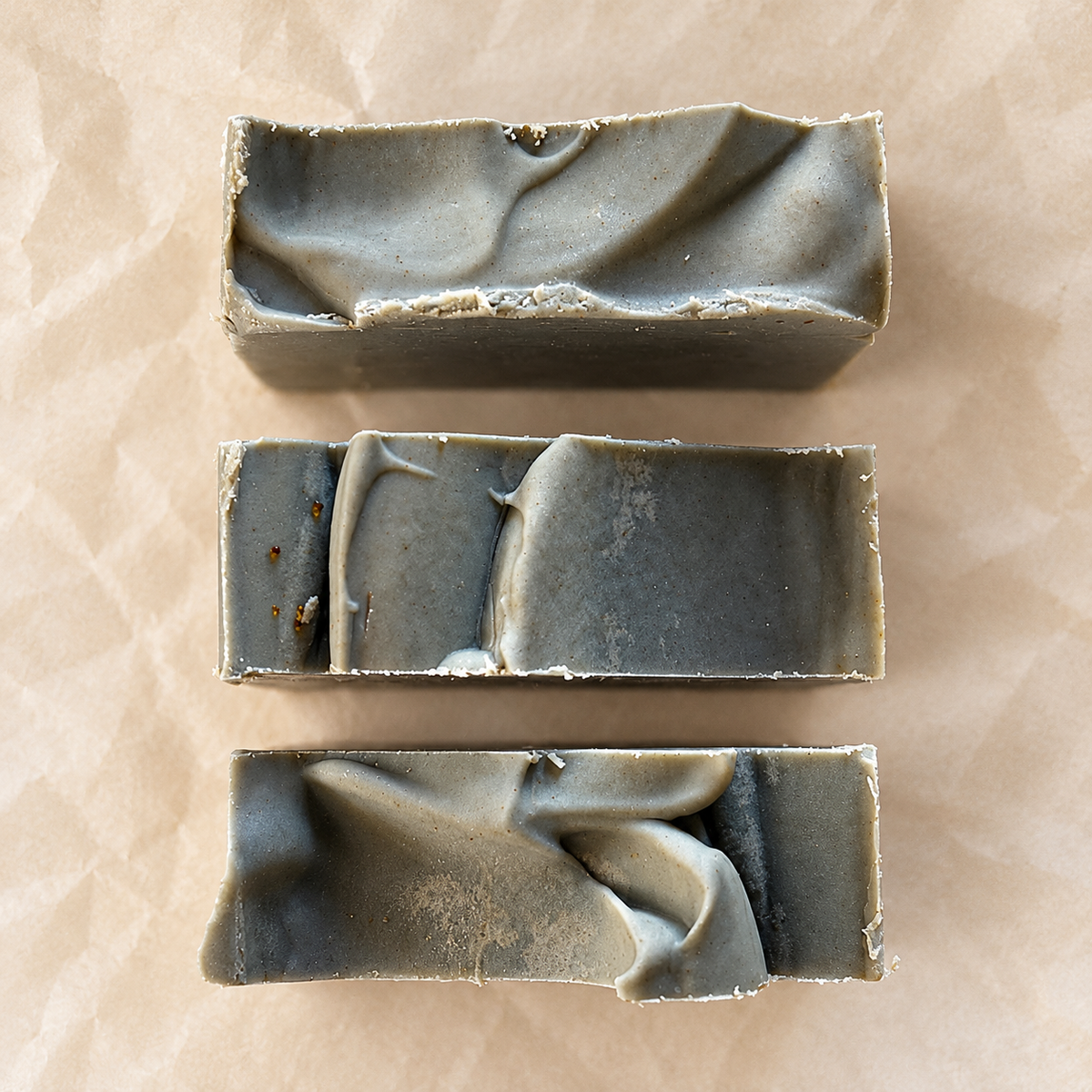 Overhead detail of Wildwood soap's hand-sculpted tops